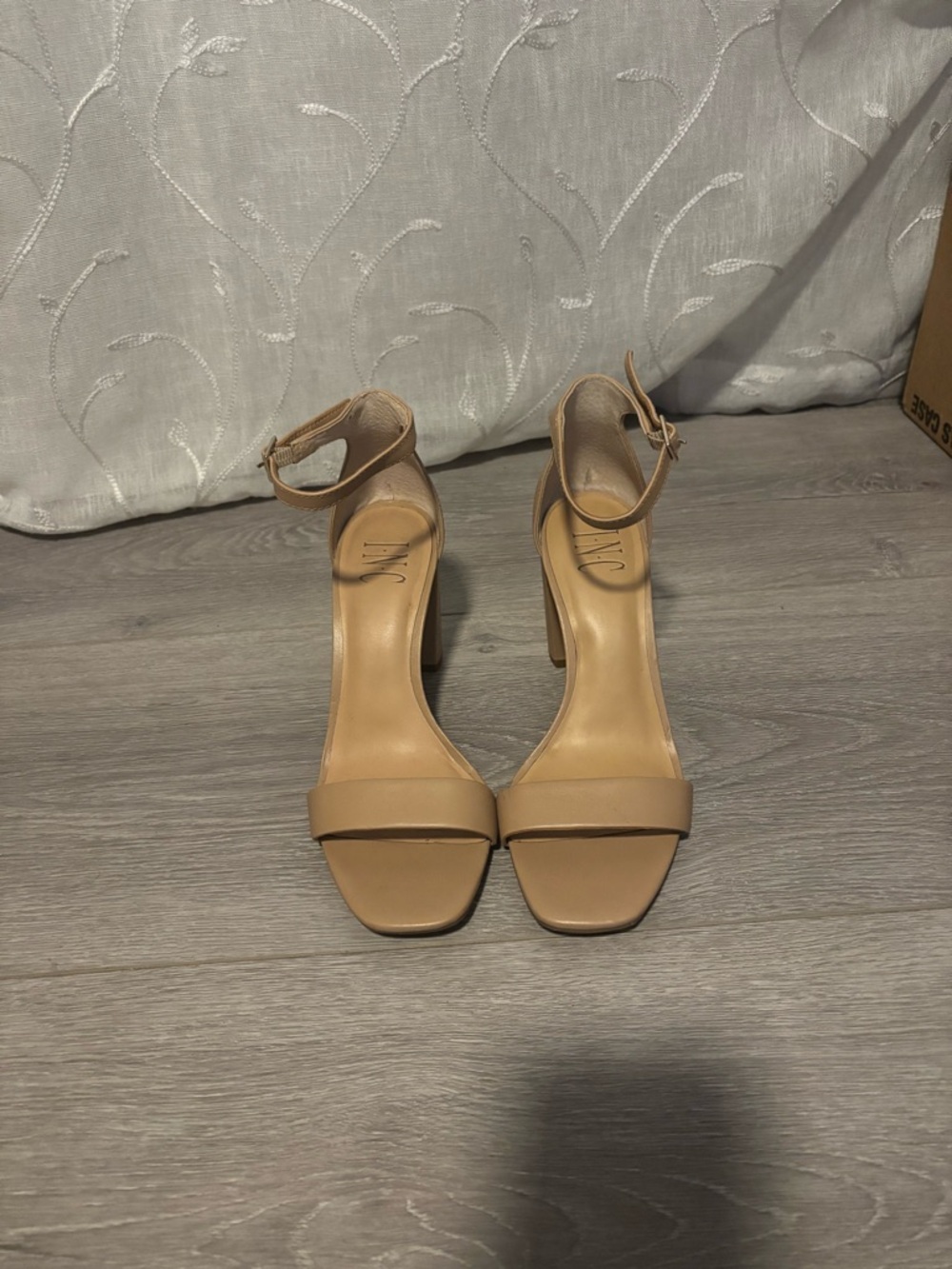 INC International Concepts Tan Ankle-Strap Block Heel Sandals